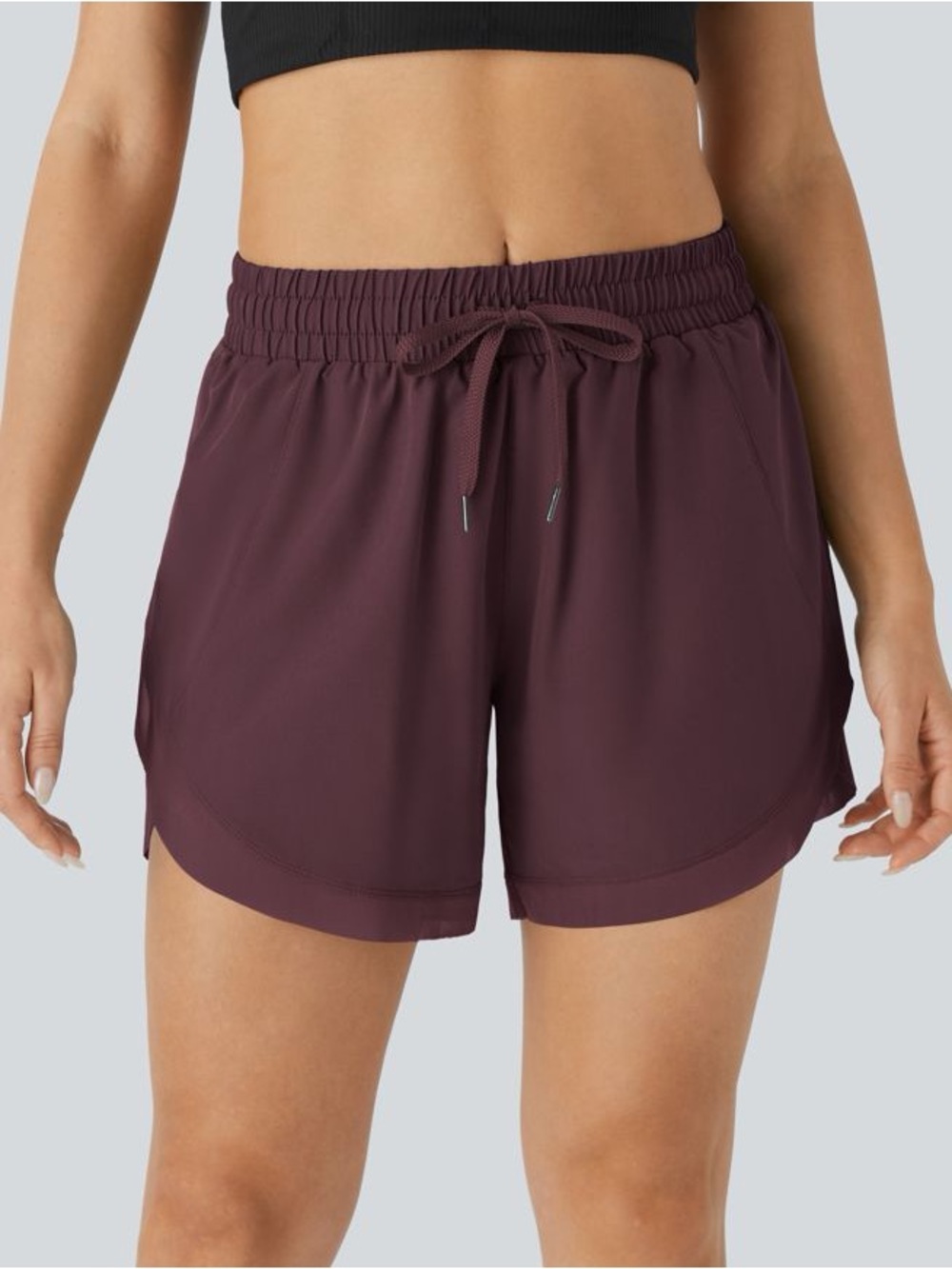 HALARA Plum Double Layer 5 inch Athletic Drawstring Shorts
